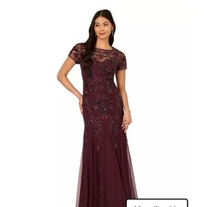 Elegant  Plus sized, Amethyst Sequined Floor Length Dress